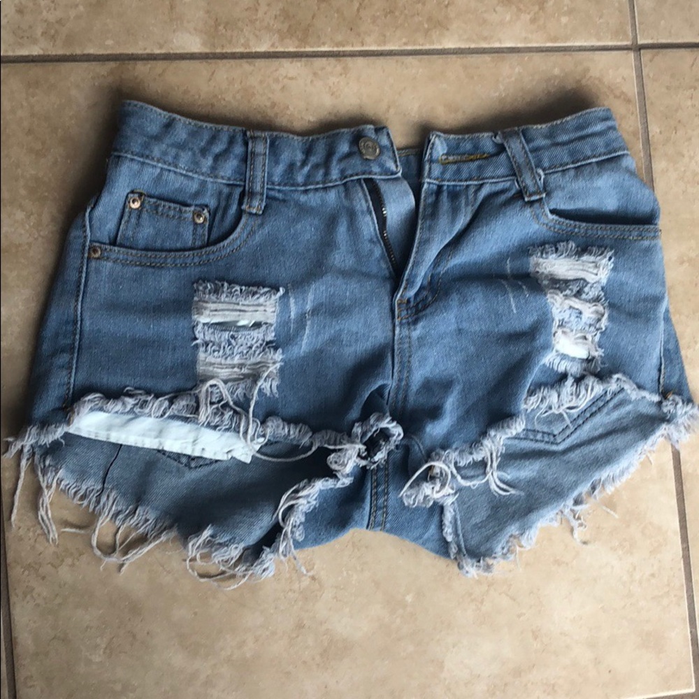 Ripped Denim Shorts